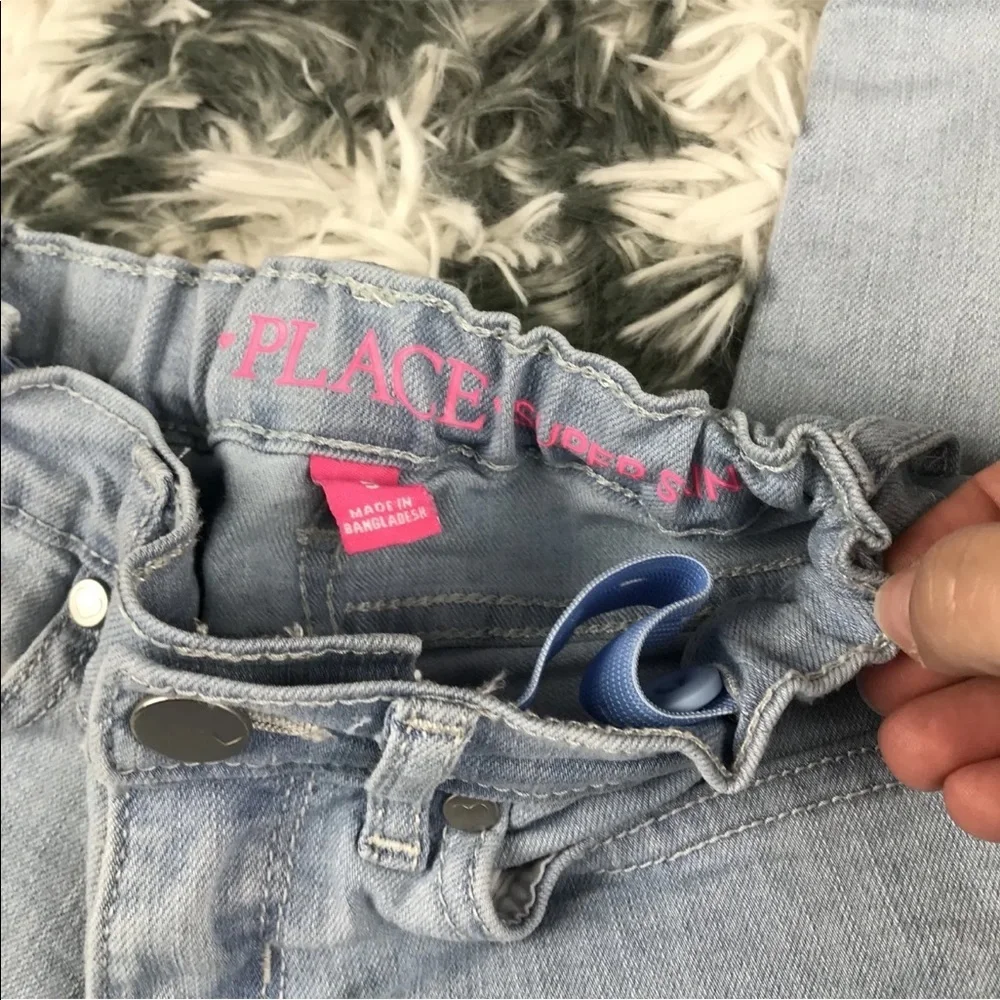 Children's Place Girls Skinny Jeans Lot of Two Light Wash and Neon Orange Size 5